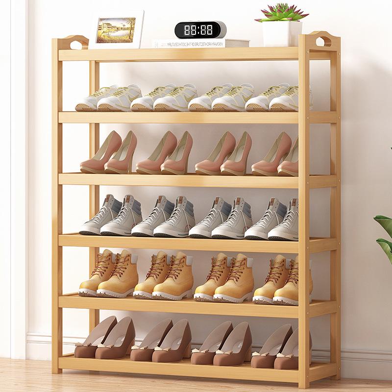Camphor Bamboo Multi-layer Shoe Rack - Space-saving Floor Storage Cabinet for Dormitory Entrance