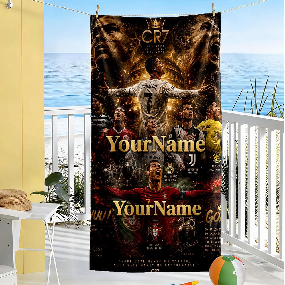 Cristiano Ronaldo Customize Your Name Beach Towel Quick-Dry Soft Microfiber