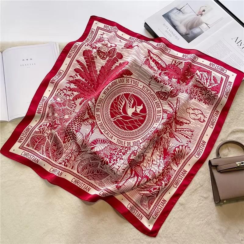 Print 70cm Silk Satin Headkerchief Women Luxury Design Neck Tie Scarf Female Hair Hand Wrist Foulard Shawl Hijab Bandana