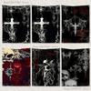 Gothic Cyber Sigil Cross Eyes Skull Flag Tapestry Banner For Bedroom Outdoor Living Room Restaurant Bar Wall Decor Party