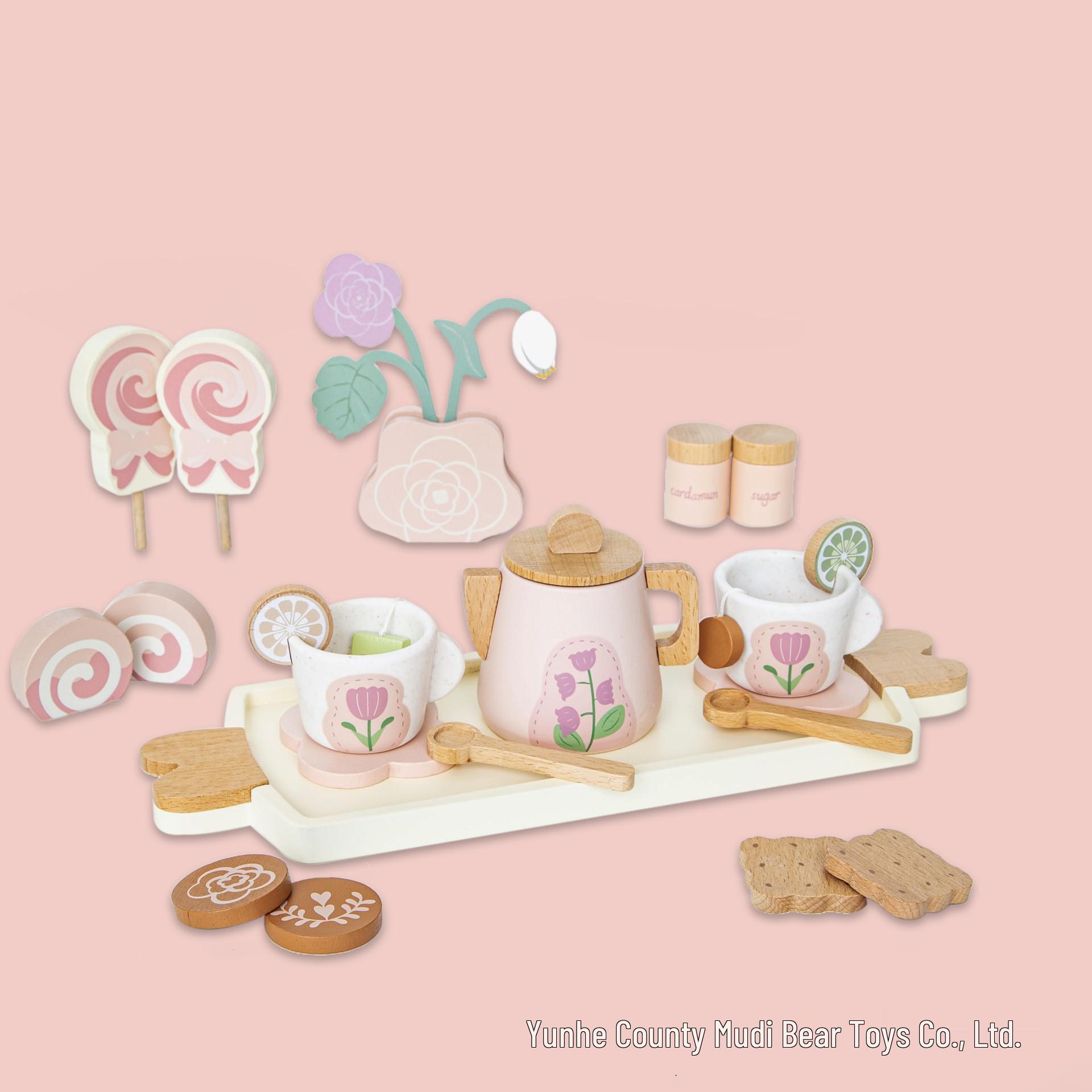 

Wooden Playhouse Peach Cheesecake Tea Set for Girls & Baby Photo Props