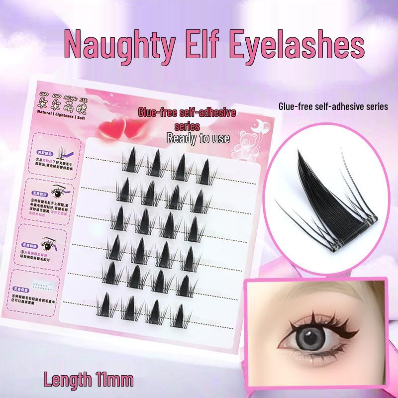 

Naughty Elf Fluffy Self-Adhesive False Eyelash Clusters - Natural, Curled Lashes for Mother s Day