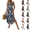 Women's Fashion Casual V-neck Sleeveless  Dresses Print Dresses Beach Long Dresses