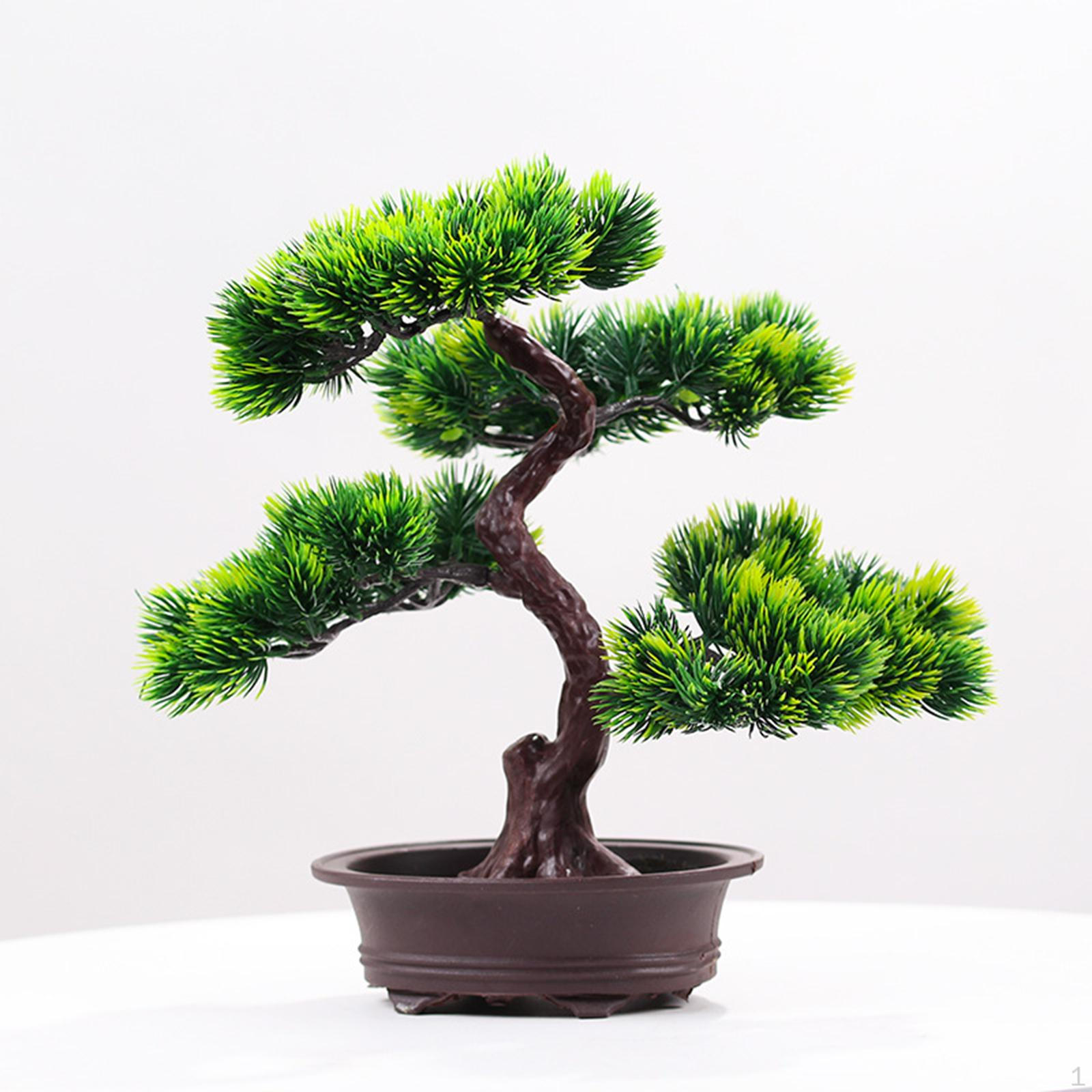 Artificial Bonsai Tree Fake Green Realistic Potted Simulation Decorative for