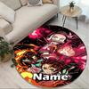 Custom Name Personalized Demon Slayer Print Round Rug, Versatile Home Decor Carpet, for Playroom, Apartment, Balcony, Entryway, Hallway Gift