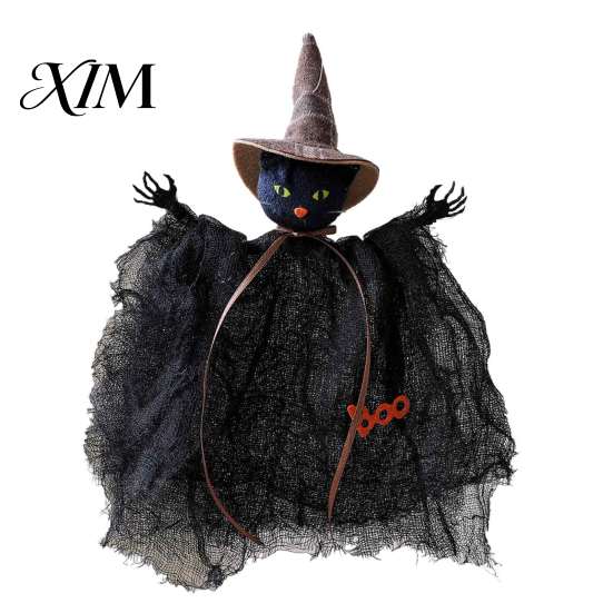 Holiday Celebration Hanging Pendants Halloween Witch Doll Ornaments, Spooky Cat Pumpkin Unique Decor Decoration for Tree, Home Party Kitchen