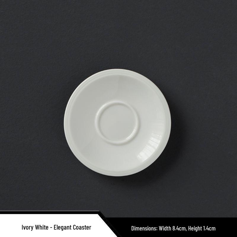 High-Grade White Porcelain Tea Coaster Tray - Ceramic Gongfu Tea Accessories Plate Ivory White Elegant Coaster слоновая кость/белый