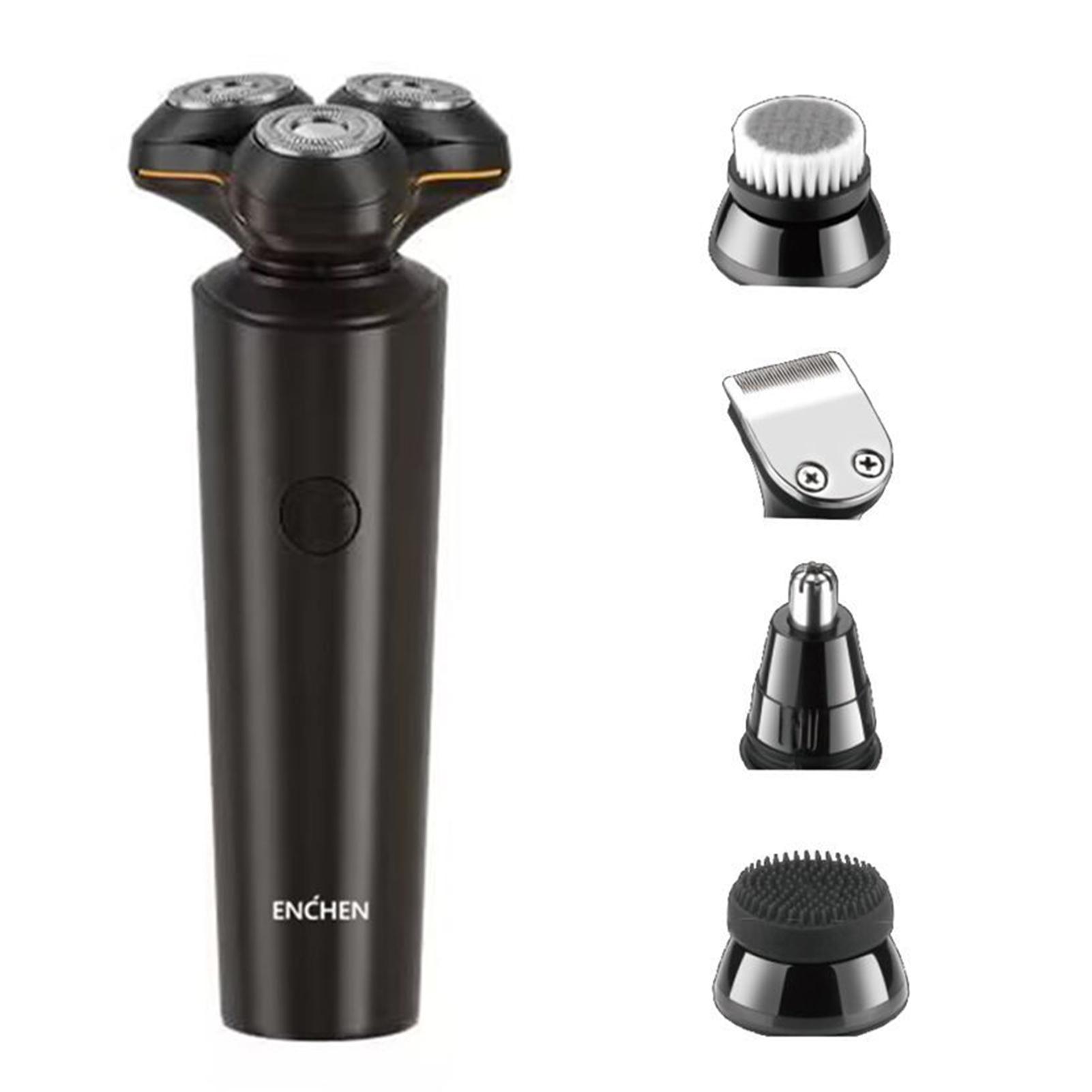 

Мужская электробритва с 4 сменными насадками, многофункциональная, водонепроницаемая, IPX7, 800 мАч, зарядка типа C 0 чёрный
