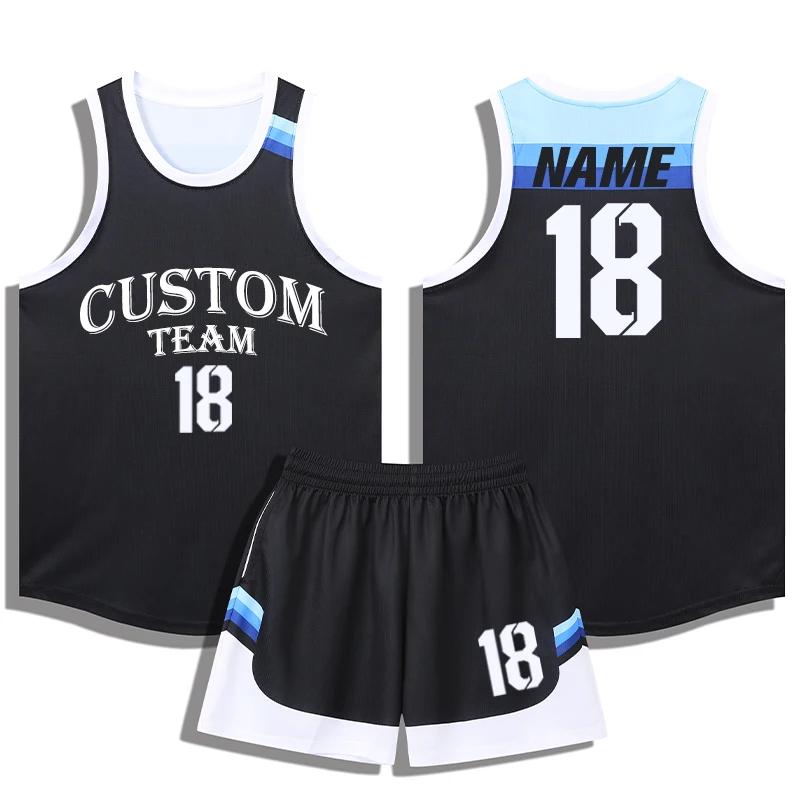 Conjunto de Camiseta y Pantalones Cortos de Baloncesto de Secado Rápido para Niños y Hombres Conjunto de Camisetas y Pantalones Cortos para Niños Ropa Deportiva Masculina Kit de Baloncesto sin Mangas Personalizado A069