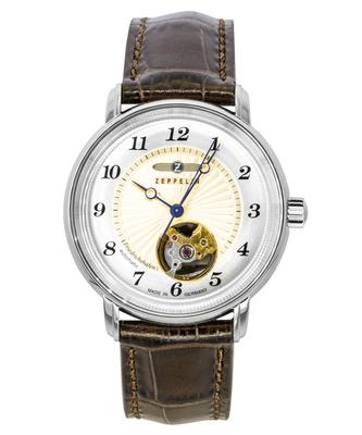 Friedrichshafen Lederarmband Offenes Herz Goldzifferblatt Automatik 85675 Damenuhr