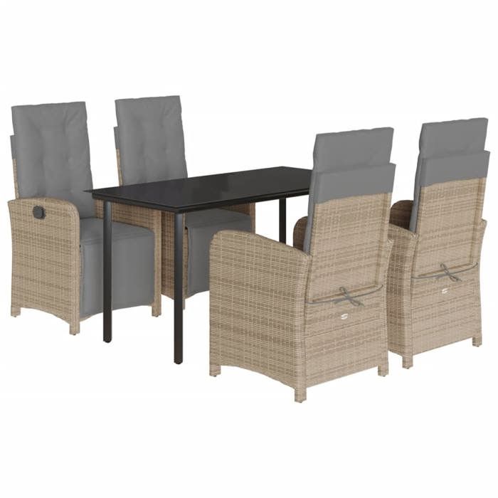VidaXL Garden Dining Set with Cushions 5 Pcs, Patio Chairs and Table, Terrace Furniture, Modern, Beige 3212593