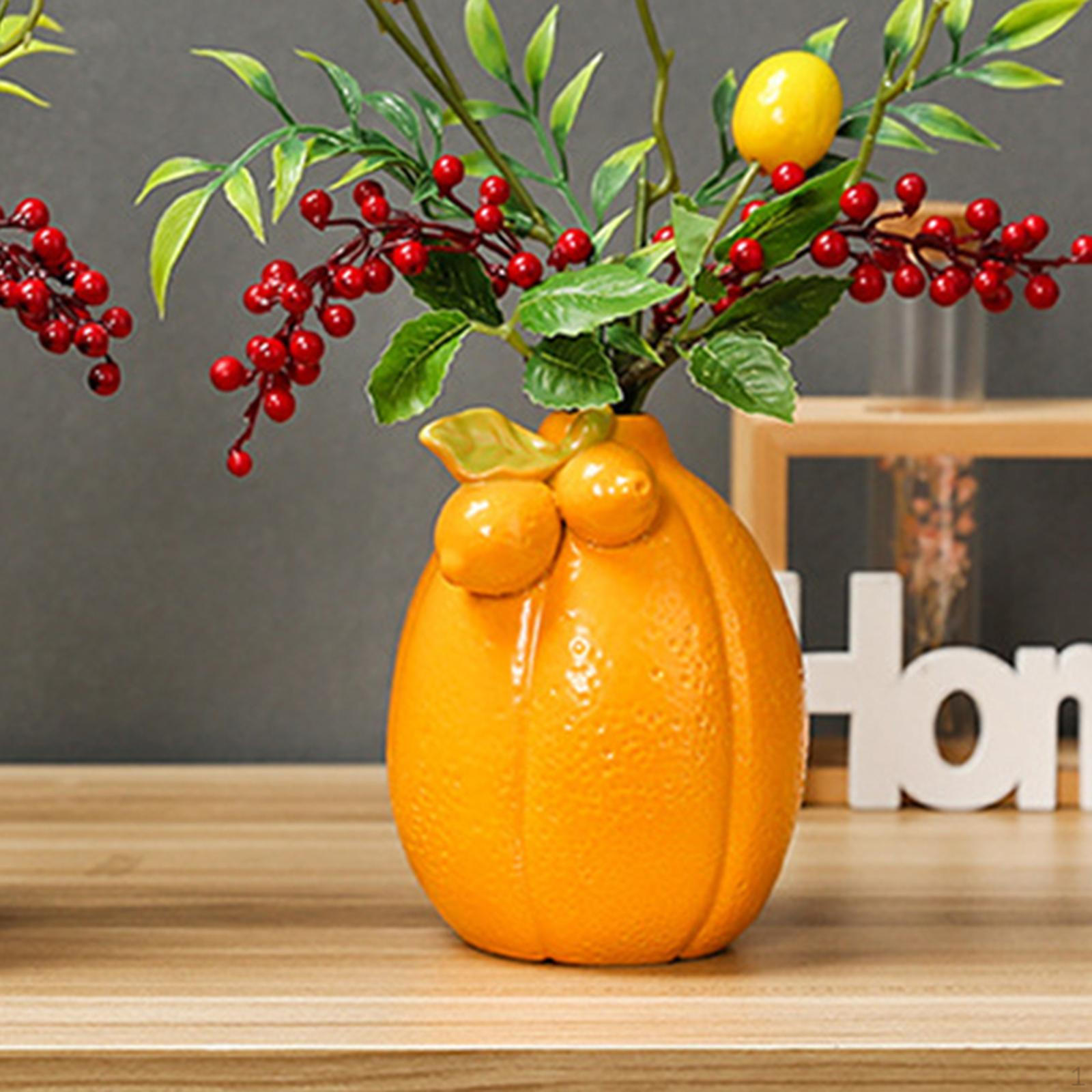 

Керамическая ваза для цветов, декоративный бутон, многофункциональный держатель для растений, горшок для книжной полки, стола Orange 10.2cmx12.3cm