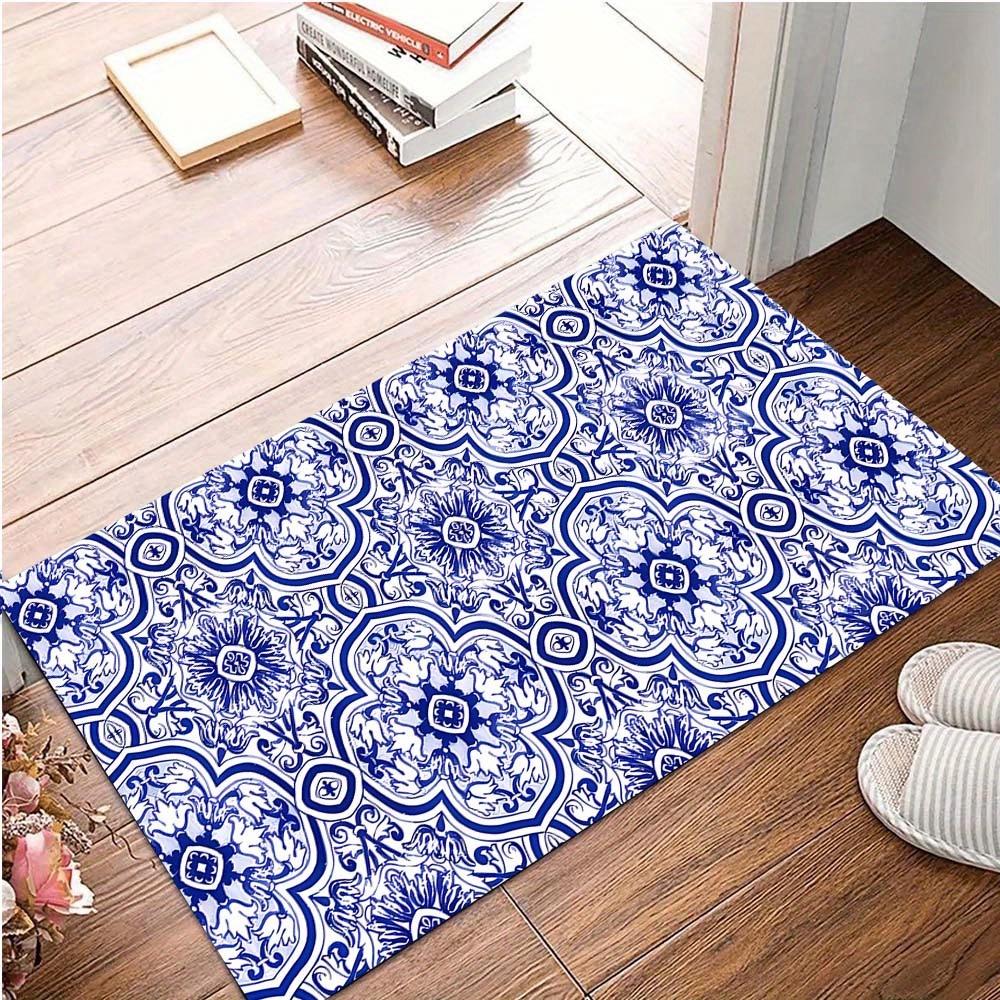 

Blue Pattern Square Rug: Floor mat Crystal Velvet - Suitable for Living Room, Bedroom, Laundry Room, Home Decoration, Decorat 50x80cm