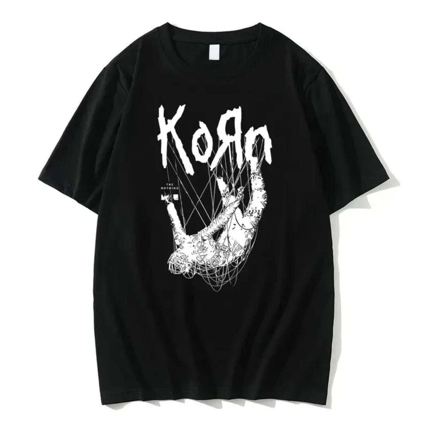 Korn Rock Band Street Retro Style Men s Cotton Printed T-Shirt, Summer Short Sleeve Women and Men T-shirts Unisex S разноцветный