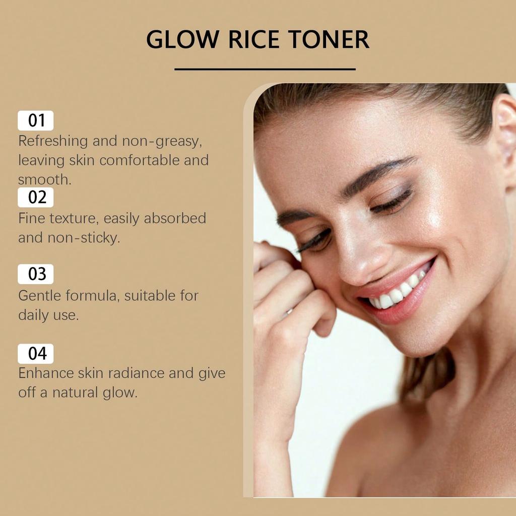 1pc Brightening Rice Toner Hydrating, Nourishing, Moisturizing, Water-Oil Balancing, Brightening, Revitalizing Skin Essence