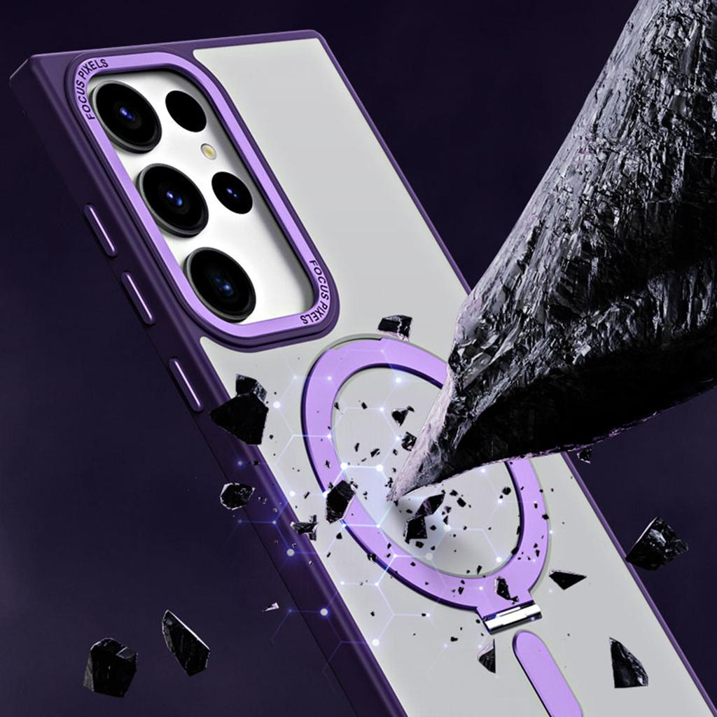 Für Samsung Galaxy S23 Ultra Matte Magnetische Handyhülle TPU+Acryl Handyhülle mit Ring-Ständer