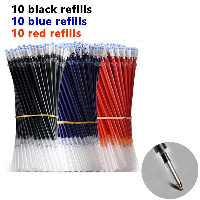 Ensemble de Stylos Gel 0,5 mm Noir Bleu Rouge Recharges Stylos à Bille Pointe Ogive Fournitures Scolaires et de Bureau Papeterie Accessoires Kawaii