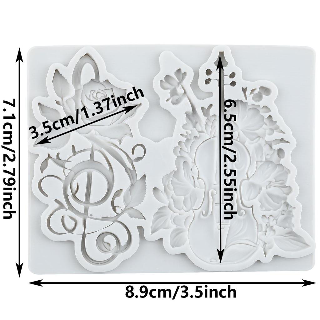 Music Note Silicone Molds Guitar Fondant Mold Cake Decorating Tools Cupcake Topper Chocolate Candy Craft Gum Paste Polymer Clay