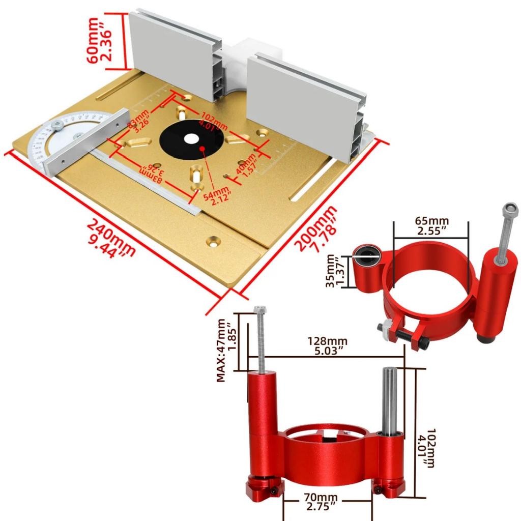 Adjustable Router Lift for Woodworking Universal Trimming Machine, Trimming Woodworking Lifting Table Router Insert Plate Kit