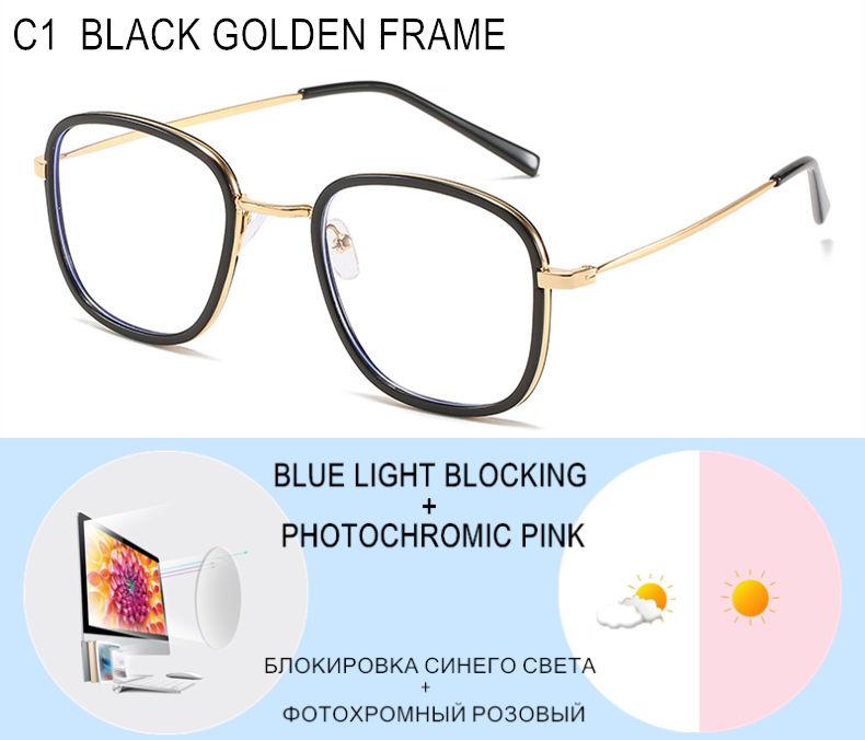 Prescription Glasses For Myopia Women Men Photochromic Or Blue Light Blocking Lenses Nearsighted Or Astigmatism Custom UF144