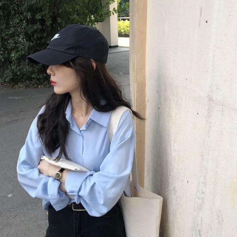 Retro Shirt Dames Lange Mouwen Lente en Herfst Casual Los Veelzijdig Shirt Top