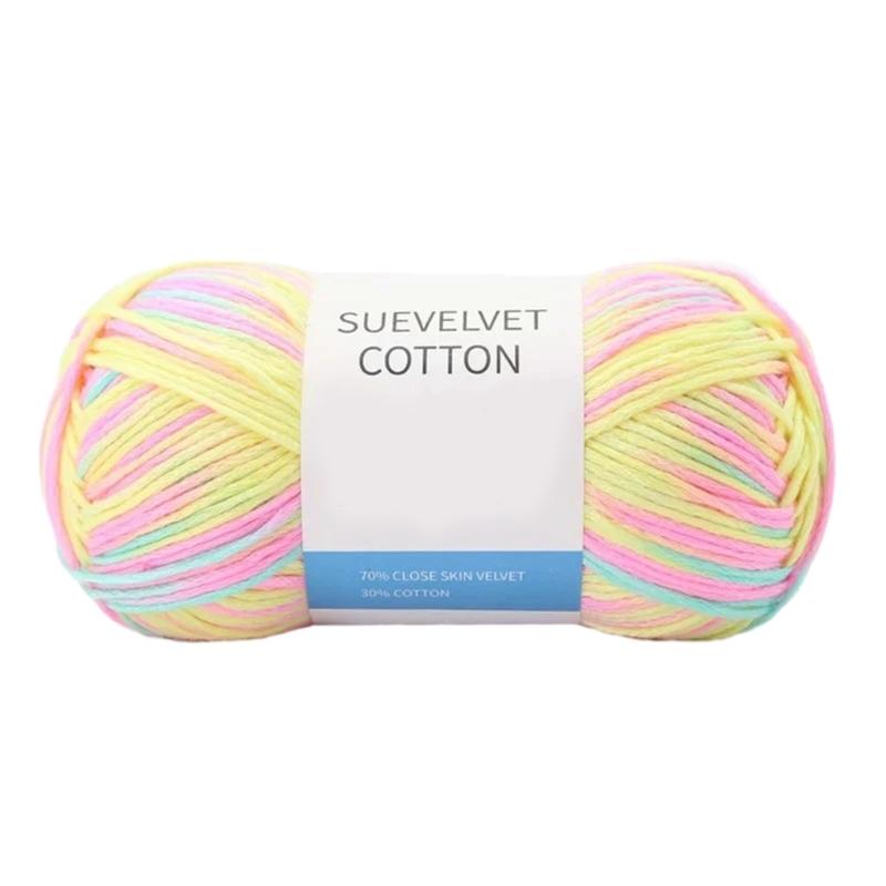Dyed Yarn for Crocheting Knitting Cotton Yarn for DIY Craft Mixed Color Cotton Yarn for Handmade Hat Crochet Supplies