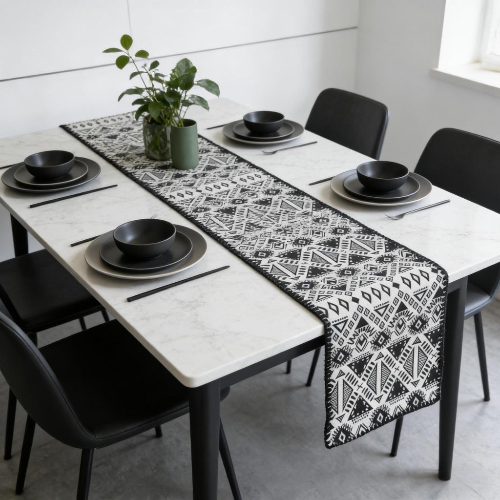 Washable Premium Cotton Linen Table Runner Daily Kitchen Table Decor