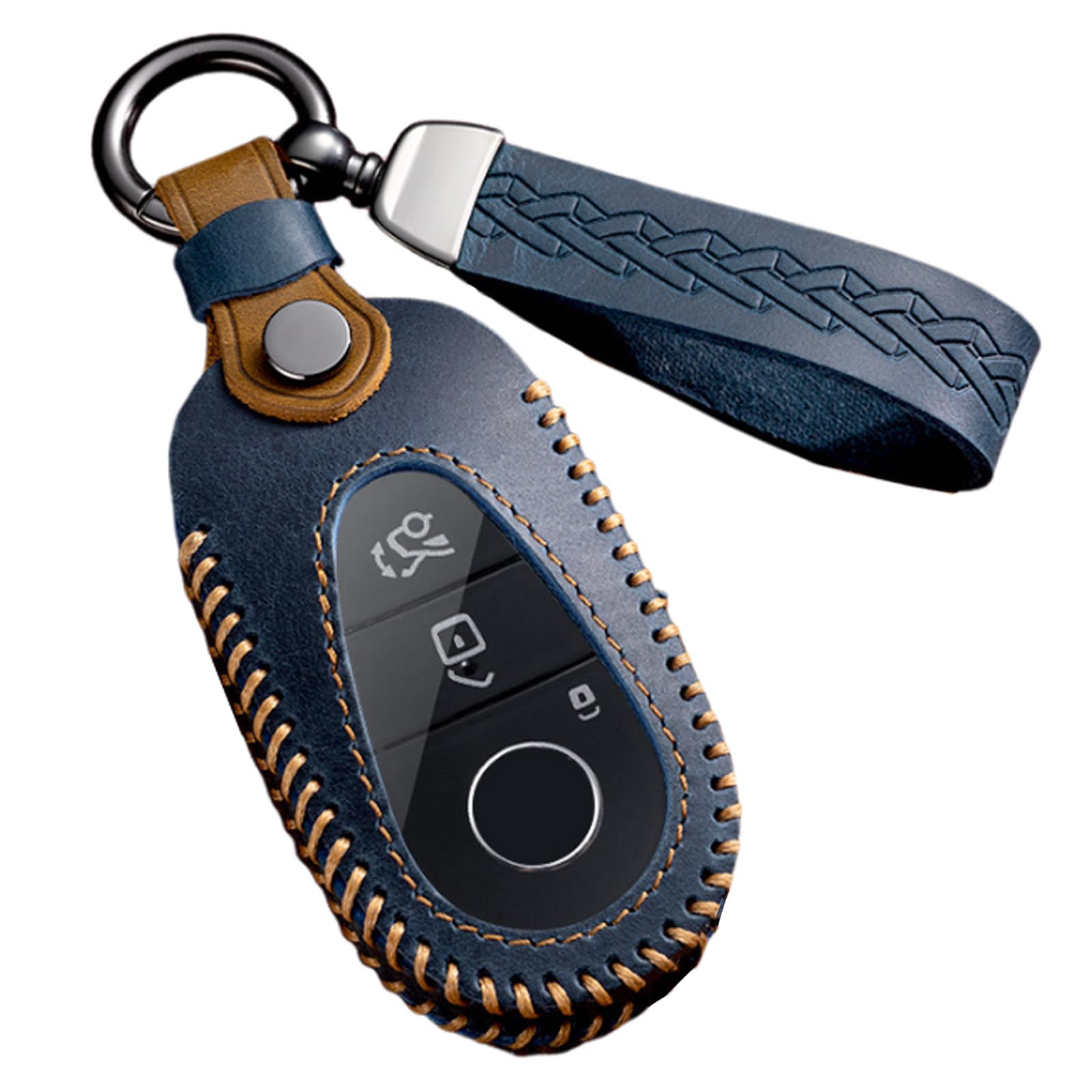

ontto Чехол для смарт-ключа из натуральной кожи Mercedes-Benz, Защита для ключа, Стильный, Высококачественная прозрачная защита, синий