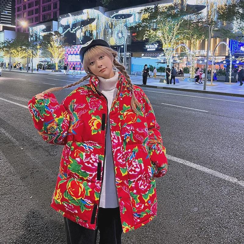 

Мужская зимняя куртка из хлопка цвета пиона — большой размер, праздничный национальный тренд XL красный