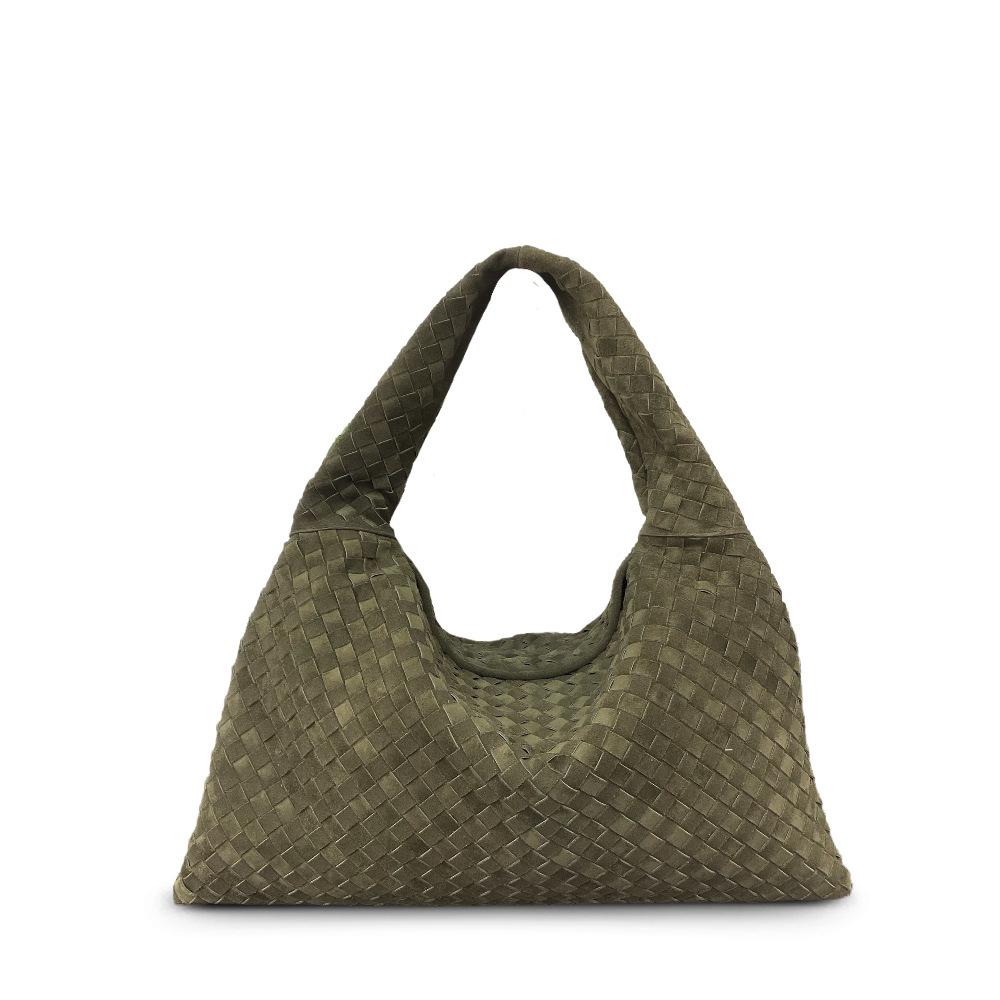Leather Woven Bag Cross-border New Suede Matte Retro Large-capacity Handbag Lazy Shoulder Armpit Women's Bag