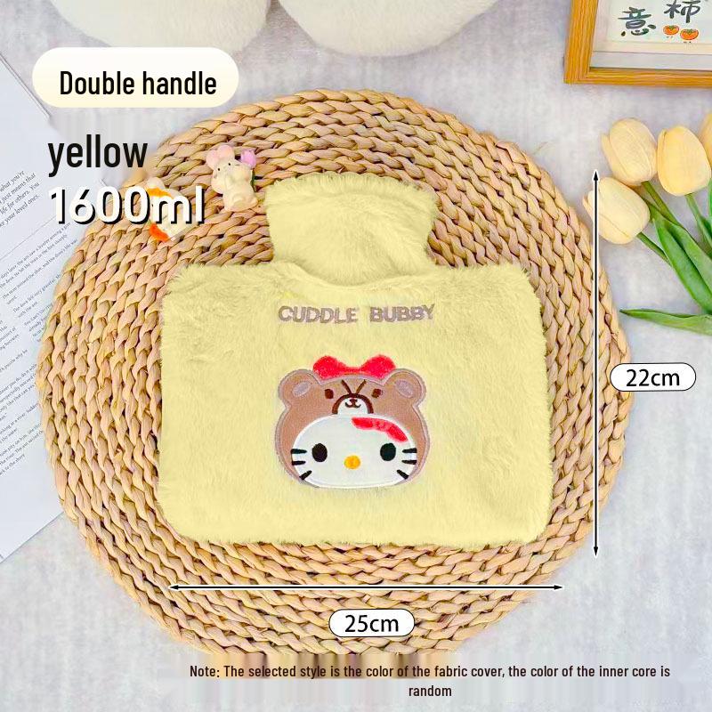 Large Capacity Cartoon Plush Hot Water Bottle with Removable Washable Cover for Stomach and Waist