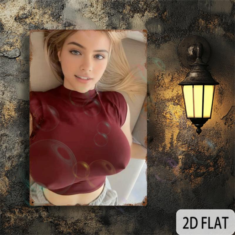 2D Flach 1 Stück Vintage Ganzkörperfoto Schild Aluminium Poster, Wasserdicht & Hitzebeständig, Nicht-Verblassende Innen-/Außendekoration