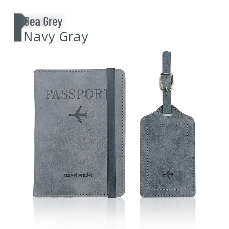 Farbwechselnder PU-Leder-Reiseausweishalter & Gepäckanhänger-Set mit RFID-Schutz