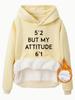 European Size Autumn/Winter Women's Hoodie with Kangaroo Pocket and Attitude Print