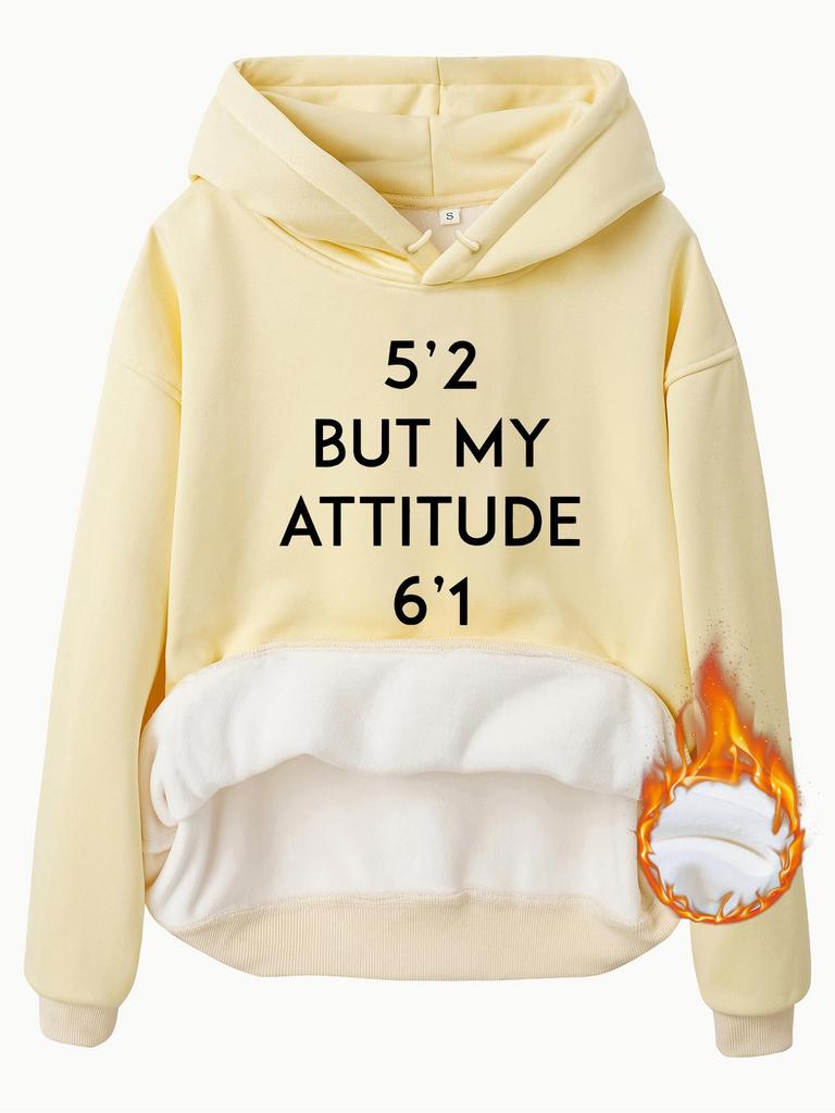 European Size Autumn/Winter Women's Hoodie with Kangaroo Pocket and Attitude Print