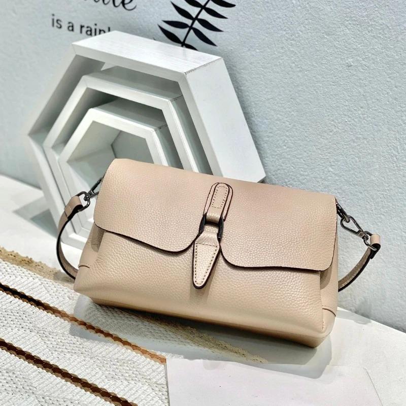 High Quality Cow Leather Women's Shoulder Bag Crossbody Lady Casual Handbag Underarm Pouch Multiple Compartments Messenger Bag