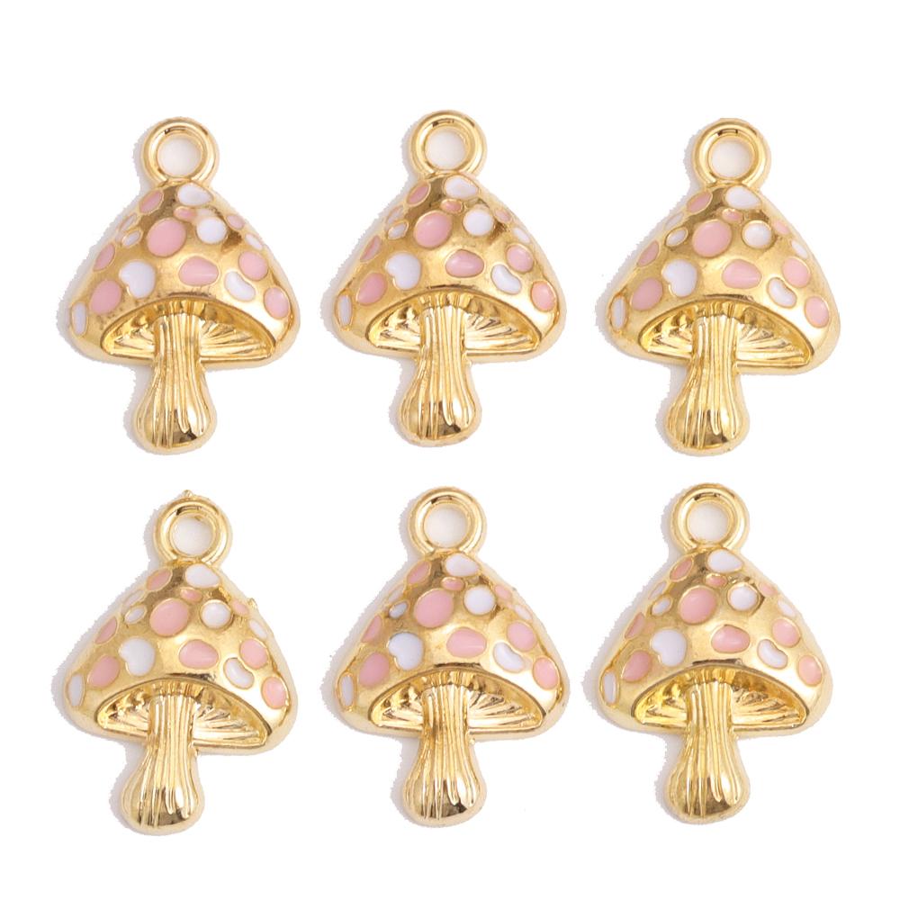 10Pcs Colorful Cute Enamel Red Mushroom Alloy Pendant for Women's Earrings Bracelet Jewelry Made of Charm DIY Necklace Ornaments