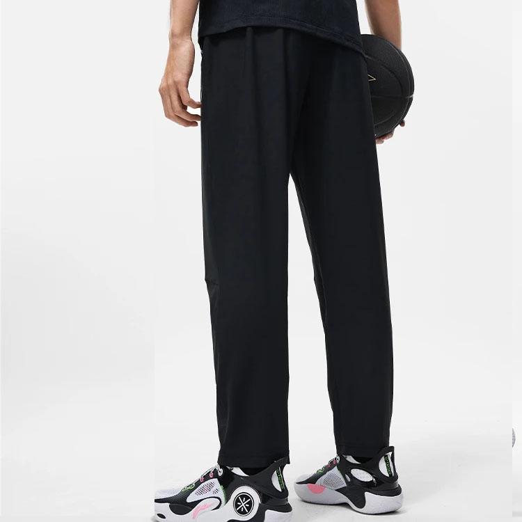 Li-Ning Wade Series Logo Print Sun Protection Cooling Straight-Leg Knit Sports Pants Men Bottoms Black AKYT231-1
