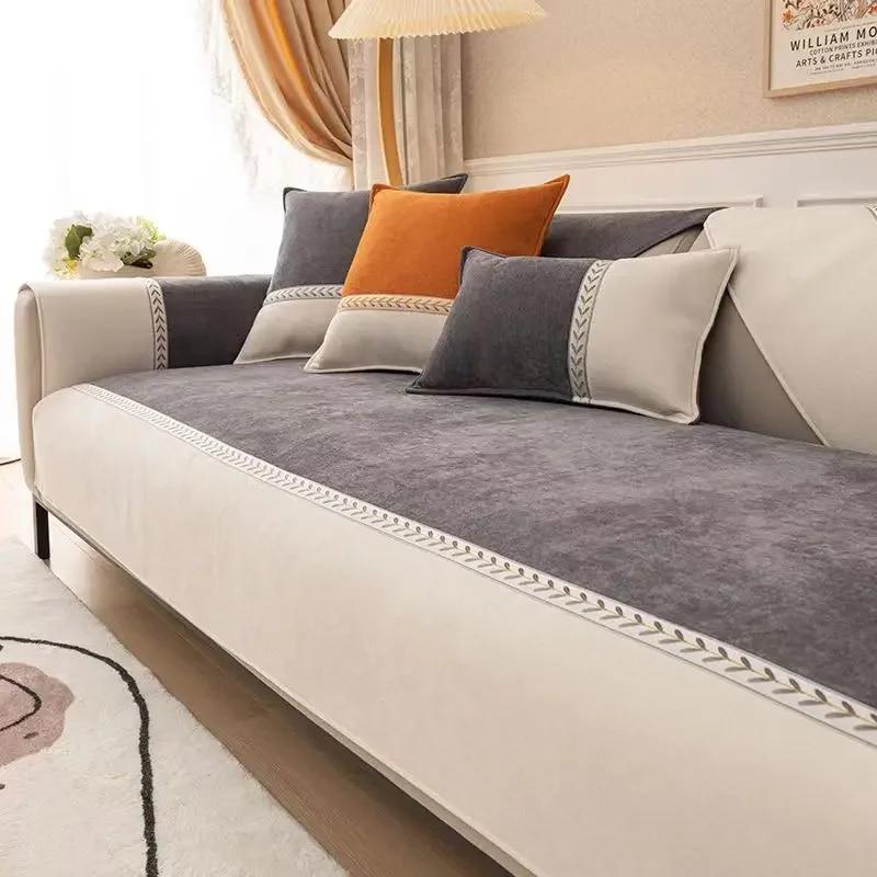 Chenille-Sofakissen, ganzjährig, schlicht, modern, rutschfest, universeller Bezug für Rückenlehne, Handtuch und Stoff