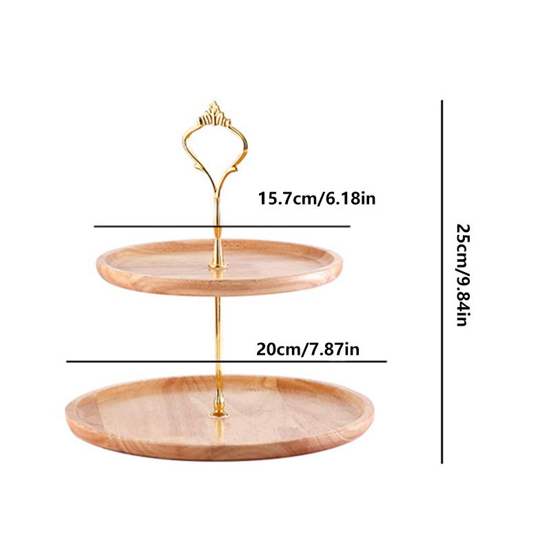 Ovocný talíř Domácí dvouvrstvý stojan na dorty Dezert Dřevěný stojan Stolní dekorace Svatební Komerční displej Stojan na dorty Tác na cukrovinky