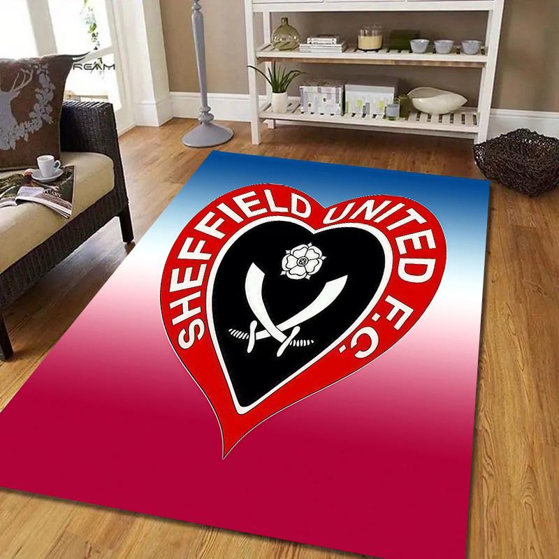 Sheffield United Flannel Pattern Square Carpet,Area Rug,Carpet Rug for Living Room Bedroom Sofa Playroom Decor,Non-slip Floor Mat