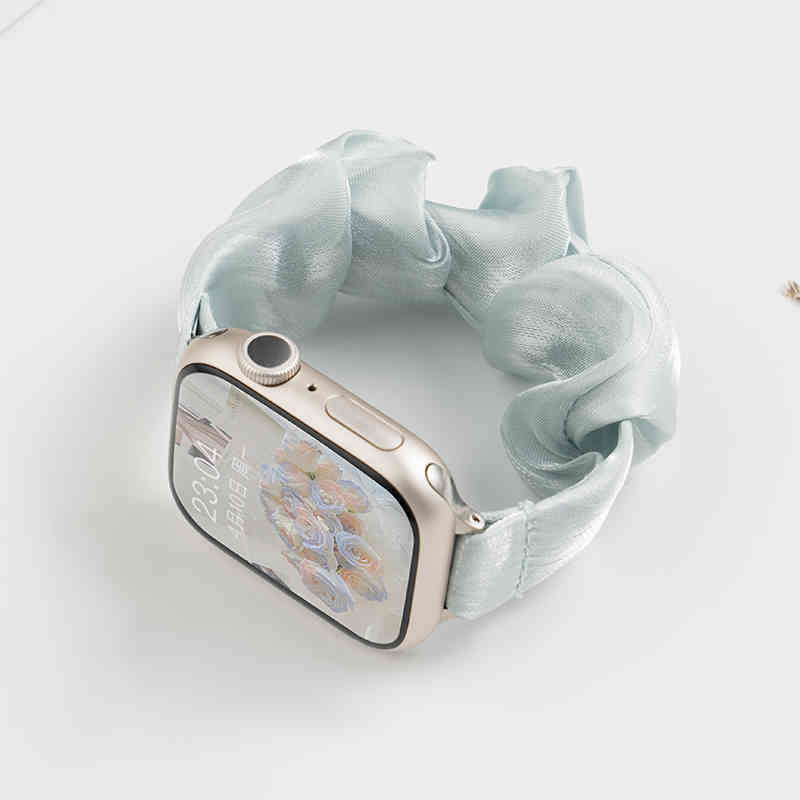 INS Chiffon Ice Silk Elastic Scrunchie Strap For Samsung Galaxy Fit3 SM-R390 Slim Girl Band Loop Bracelet For Galaxy Fit 3