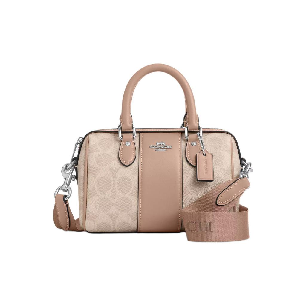 Coach Rowan 18 Logo Zip Closure Faux Leather Crossbody Shoulder Bag Small Women Bags Milk-Tea CW331-SVPWH