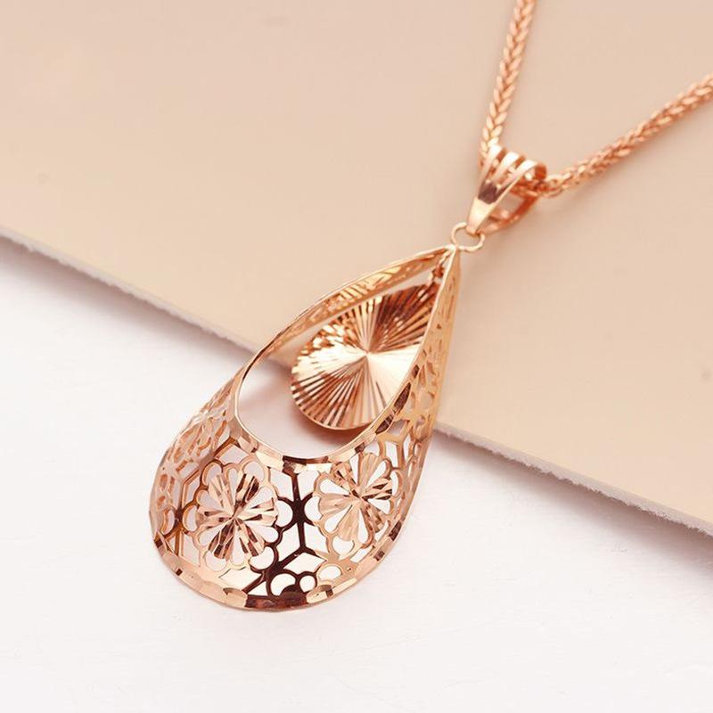 Au Purple Gold Necklace Color Gold Plated Rose Gold Clavicle Chain Car Flower Pendant Simple Necklace
