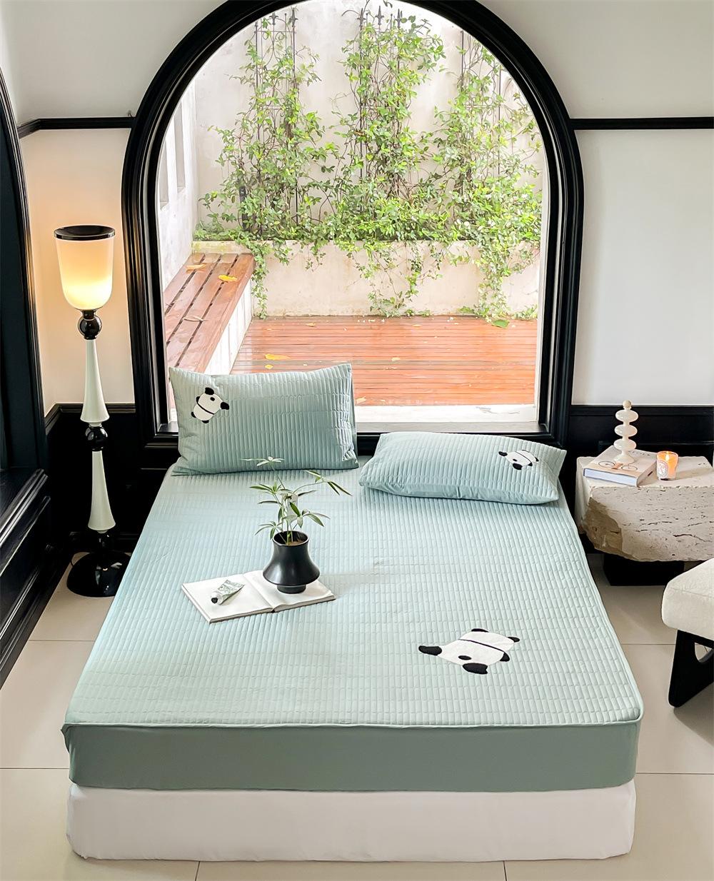 

Милая лазающая панда с хлопковой застежкой и защитным чехлом для матраса с приподнятой простыней, полностью хлопковый пылезащитный чехол для простыни 135x200cm золотой