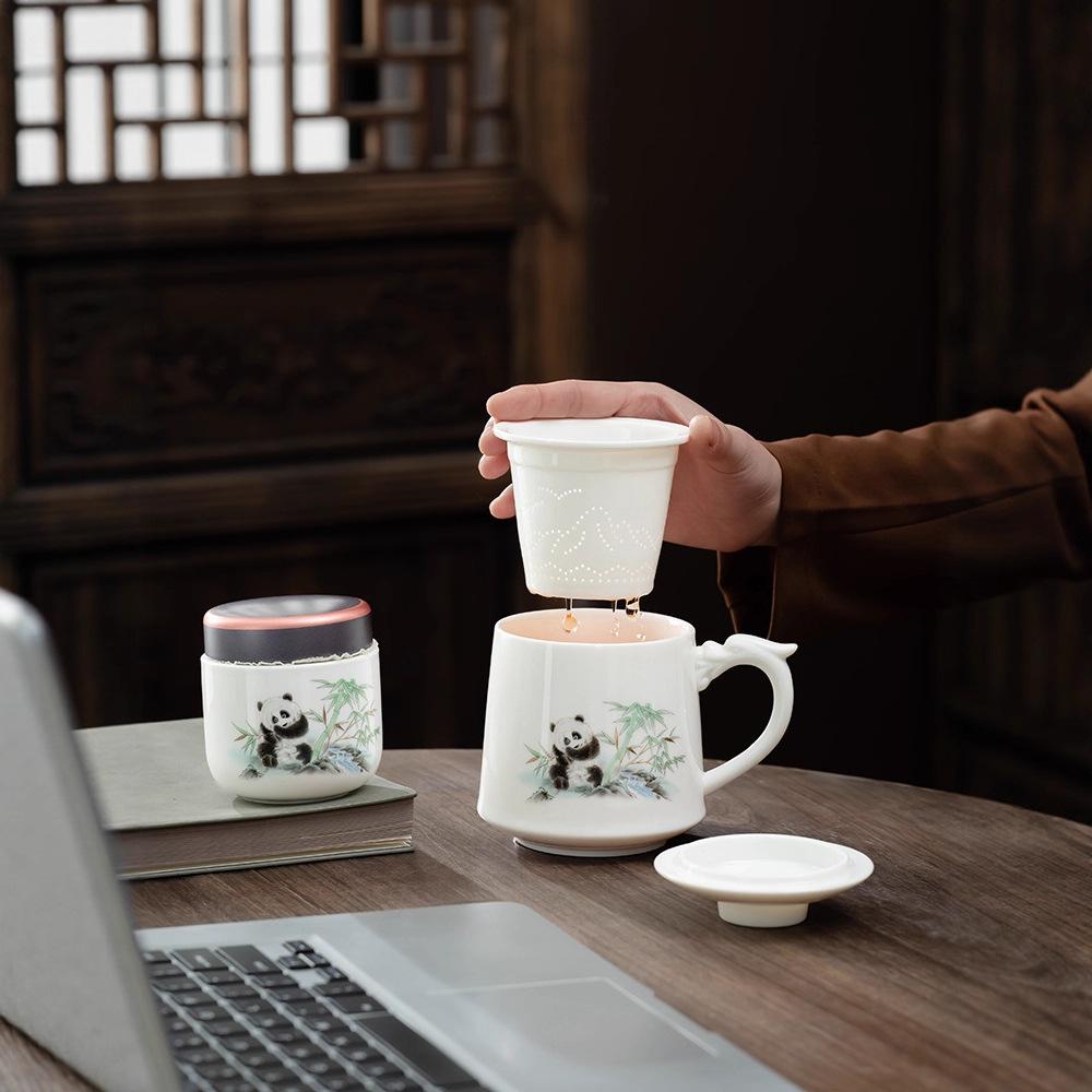 Reise-Teeset Tragbares Kung-Fu-Set Großhandel Outdoor Büro Tasse Panda Autotasche Geschäftsgeschenk Wasserbecher