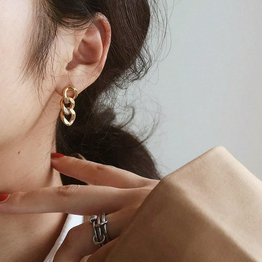 Fashion Chain Earrings Women's Simple Stainless Steel Temperament Stud Earrings