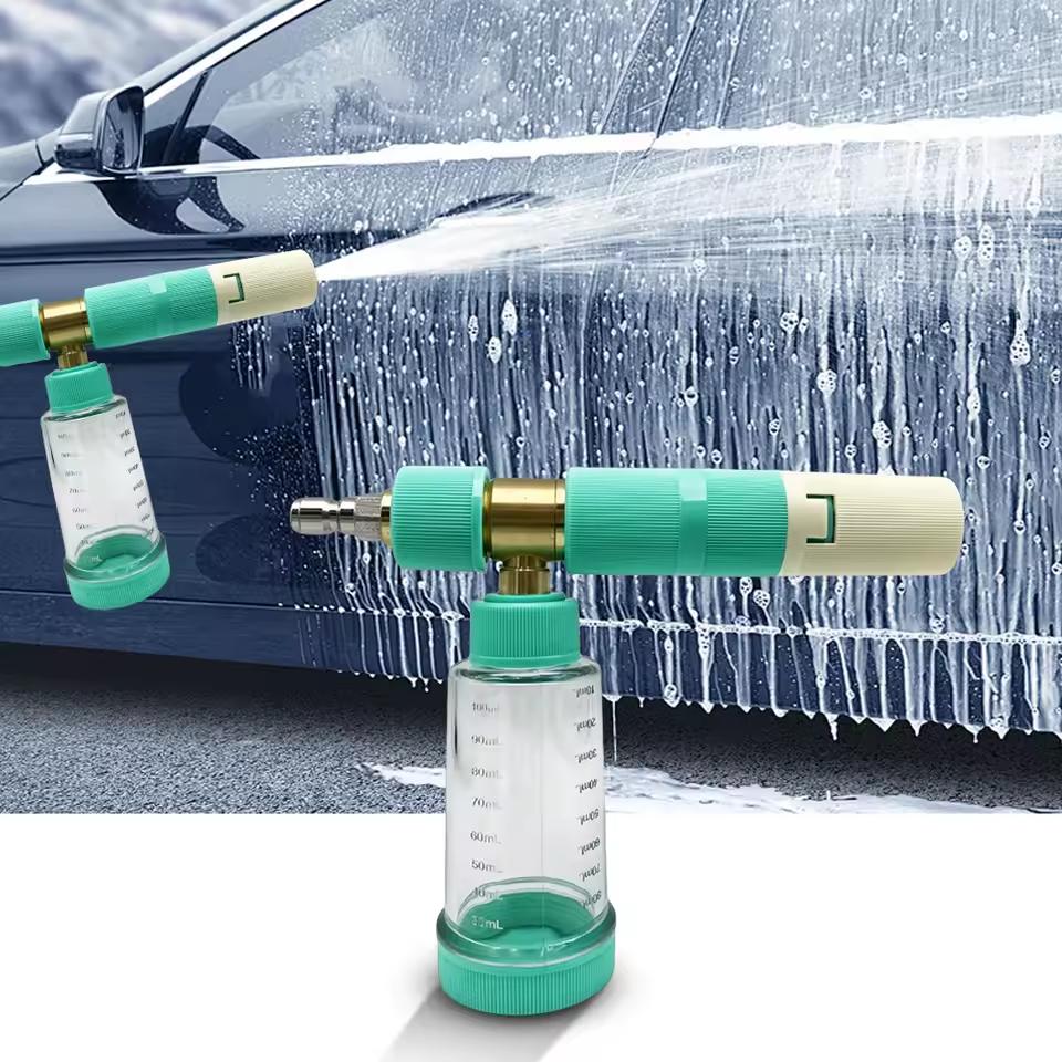 100ml Flüssigschaumsprüher Einstellbar 4500PSI Seifenschaumsprühflasche 1/4-Zoll Schnellanschluss Druckwasser-Schaumtopf für Autowäsche
