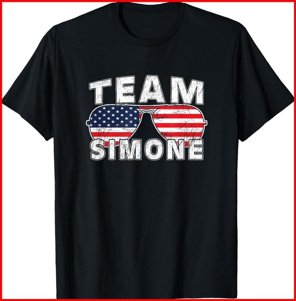 Team Simone Shirt USA Flag Sunglasses Support Vintage black T-Shirt Unisex T-Shirt L