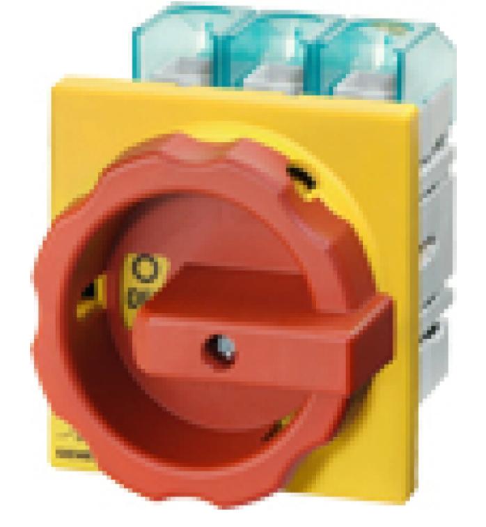 Rozłącznik Główny/Awaryjny 3P 63A 22Kw Ac23A 400V Montaż Tablicowy Pokrętło Żółto-Czerwone 4 Otwory 3Ld2504-0Tk53